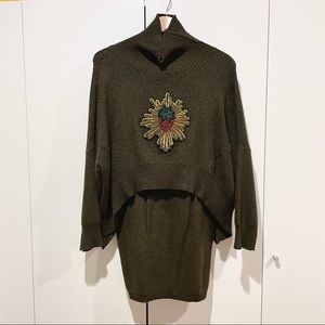 Sweater & skirt set with germ stones